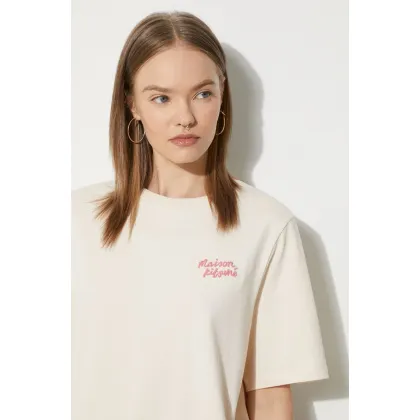 Zdjęcie Maison Kitsuné t-shirt bawełniany Handwriting Comfort damski kolor pomarańczowy MW00126KJ0119