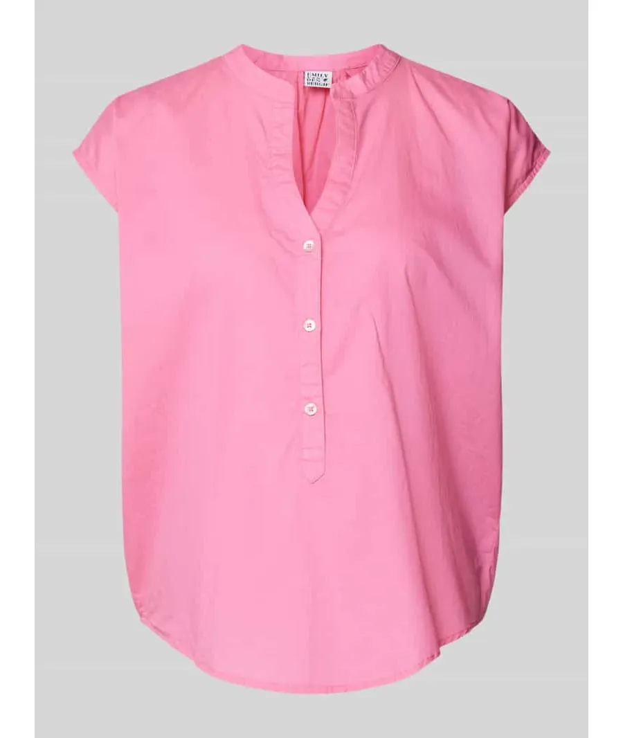obrazek 1 Top bluzkowy o kroju straight fit z kołnierzem z lamówką