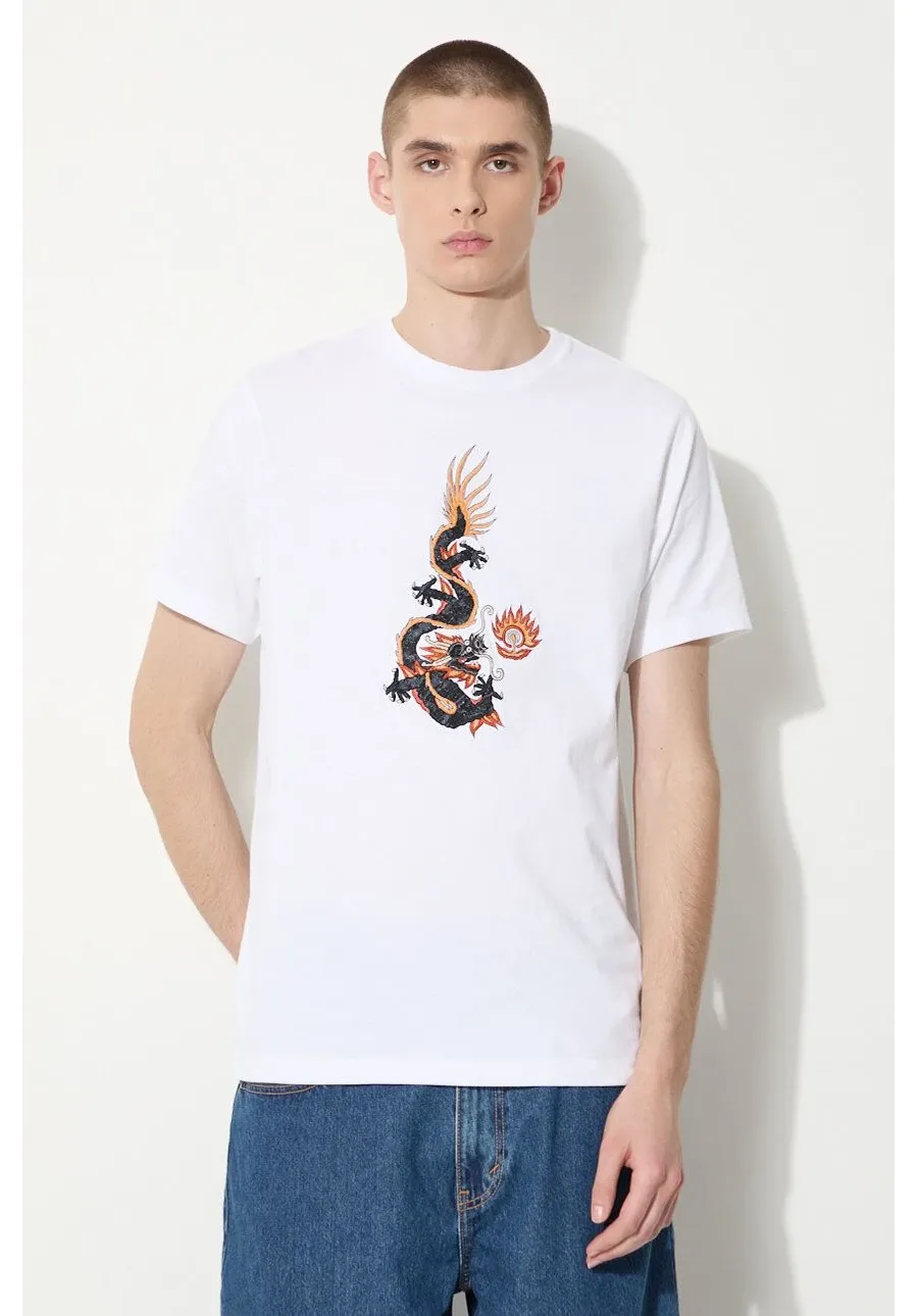 obrazek 1 Maharishi t-shirt bawełniany Original Dragon męski kolor biały z aplikacją 5125.WHITE