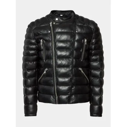 Zdjęcie Serge Pariente Kurtka skórzana Gladiator Doudoune Czarny Slim Fit