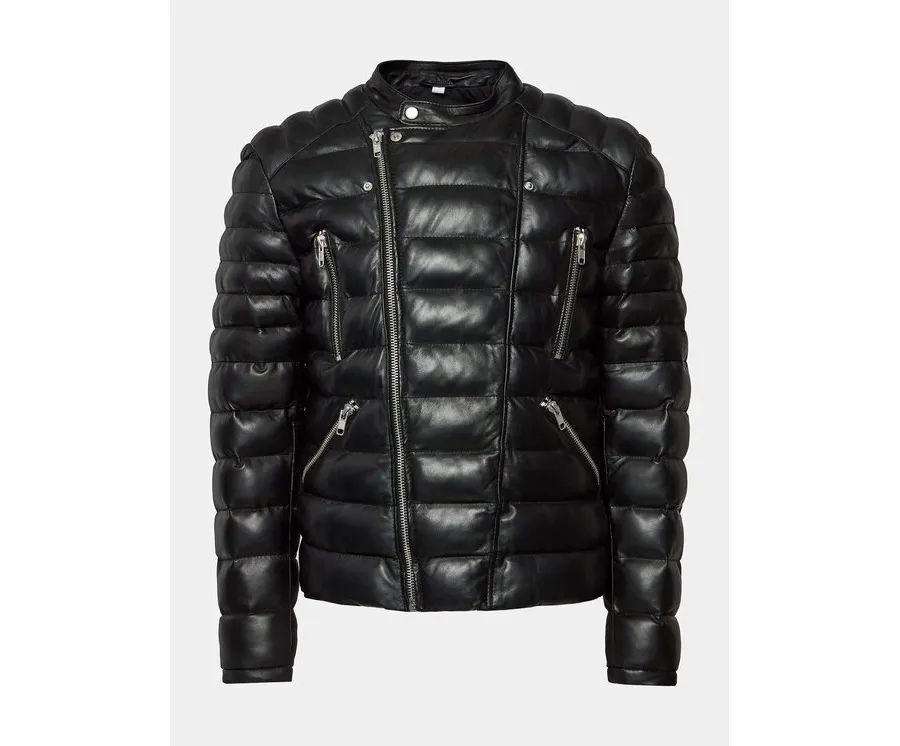 obrazek 1 Serge Pariente Kurtka skórzana Gladiator Doudoune Czarny Slim Fit