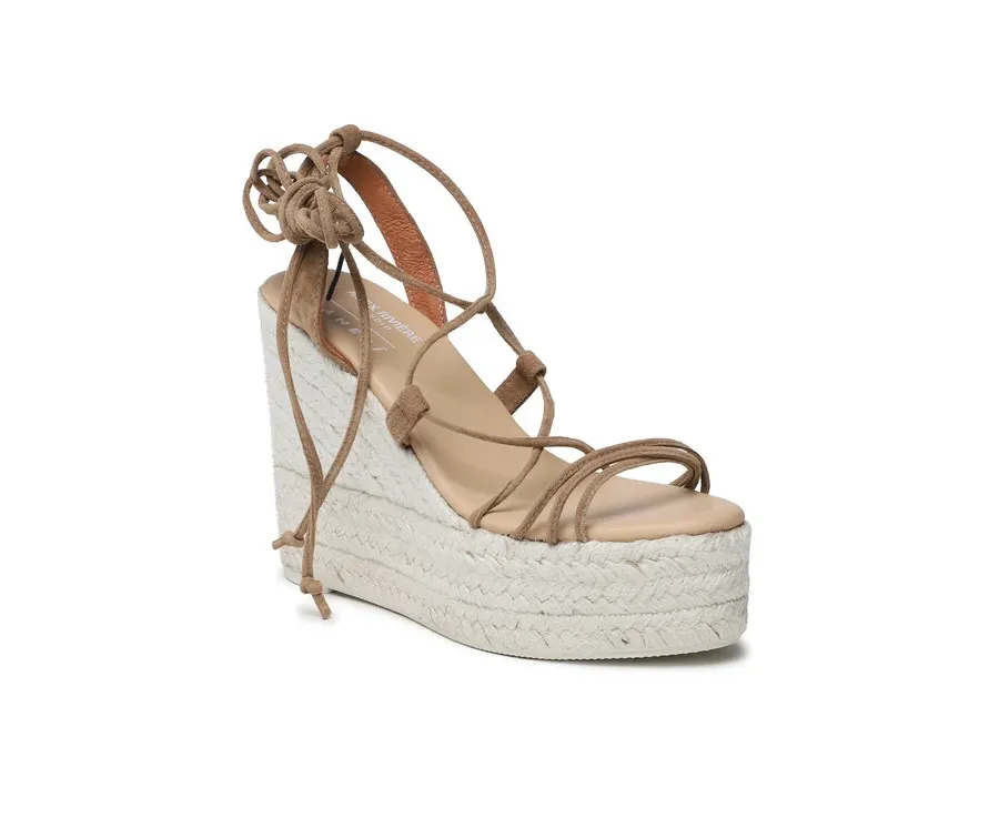 obrazek 1 Manebi Espadryle Soft Suede Lace-Up Wedge Espadrilles L 8.7 WA Brązowy
