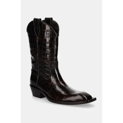 Zdjęcie Martine Rose kowbojki skórzane Cowboy Boot damskie kolor brązowy na płaskim obcasie 1061LE01710