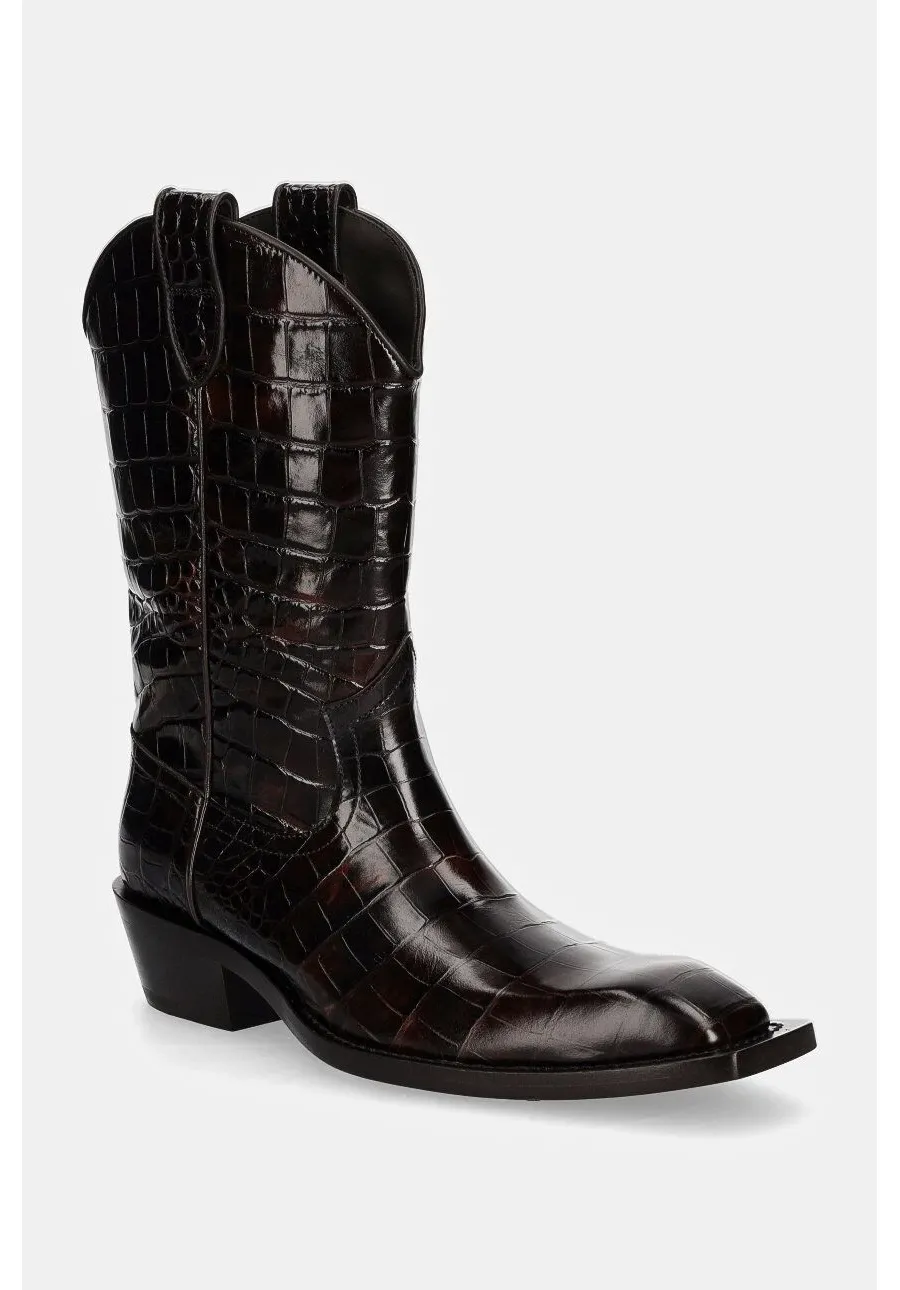 obrazek 1 Martine Rose kowbojki skórzane Cowboy Boot damskie kolor brązowy na płaskim obcasie 1061LE01710