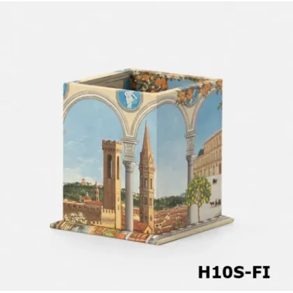 Picture Elegant, square wooden pencil holder, covered with lithographic paper