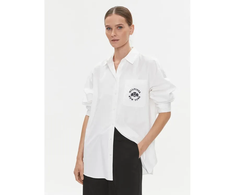 obrazek 1 Tommy Hilfiger Koszula Varsity WW0WW39682 Biały Oversize