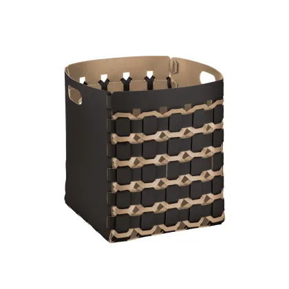 Zdjęcie Stylowy kosz Geometria Octagon 35x35xH40 cm w kolorze czekoladowym z ośmiokątnym splotem