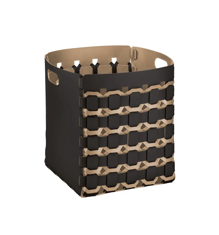 obrazek 1 Stylowy kosz Geometria Octagon 35x35xH40 cm w kolorze czekoladowym z ośmiokątnym splotem