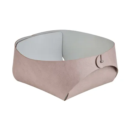 Picture Stylish leather basket Flora 20x20xH9 cm, ash pink
