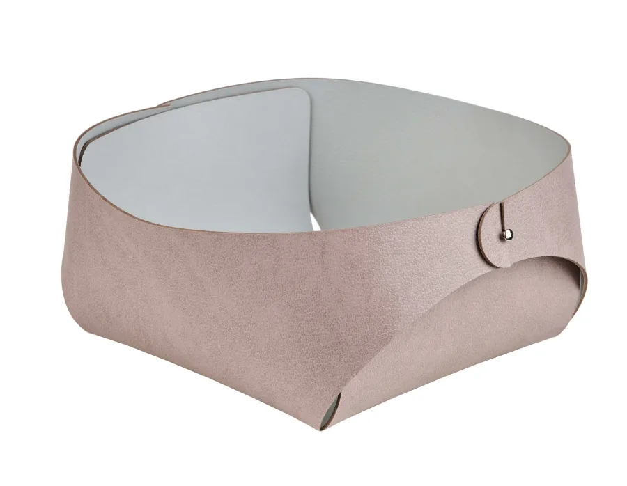 obrazek 1 Stylowy skórzany koszyk Flora 20x20xH9 cm w kolorze popielatego różu