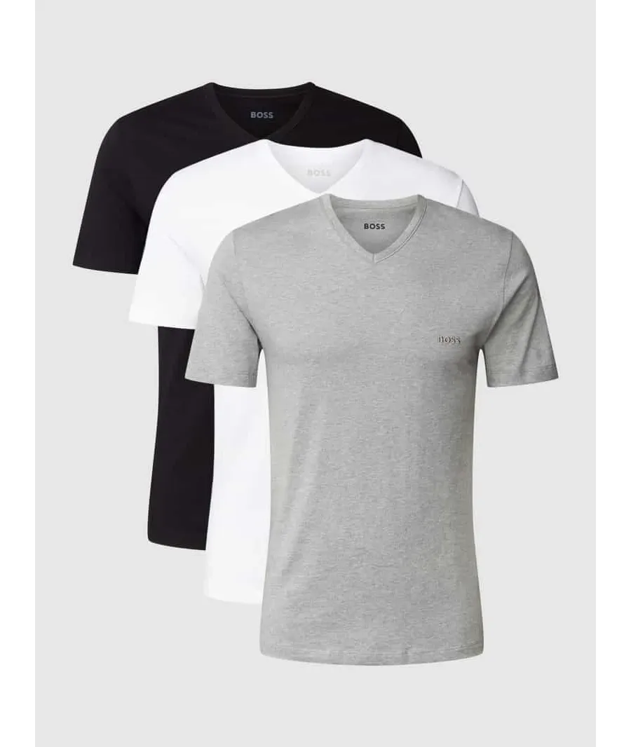 obrazek 1 T-shirt z dekoltem w serek w zestawie 3 szt. model ‘Classic’