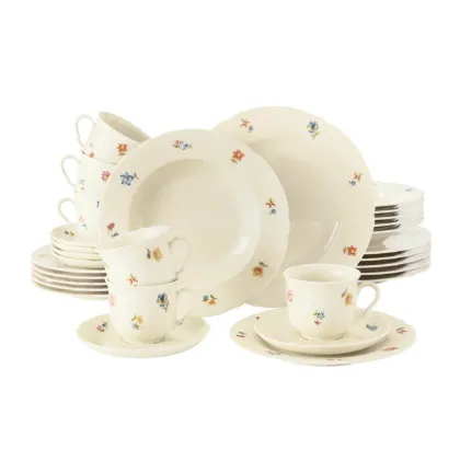 Zdjęcie 30-elementowy zestaw porcelanowy w kolorze kości słoniowej - Seltmann Weiden