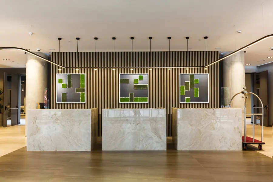obrazek 2 Roślinna kompozycja ścienna z trawnikiem stabilizowanym – styl Tetris