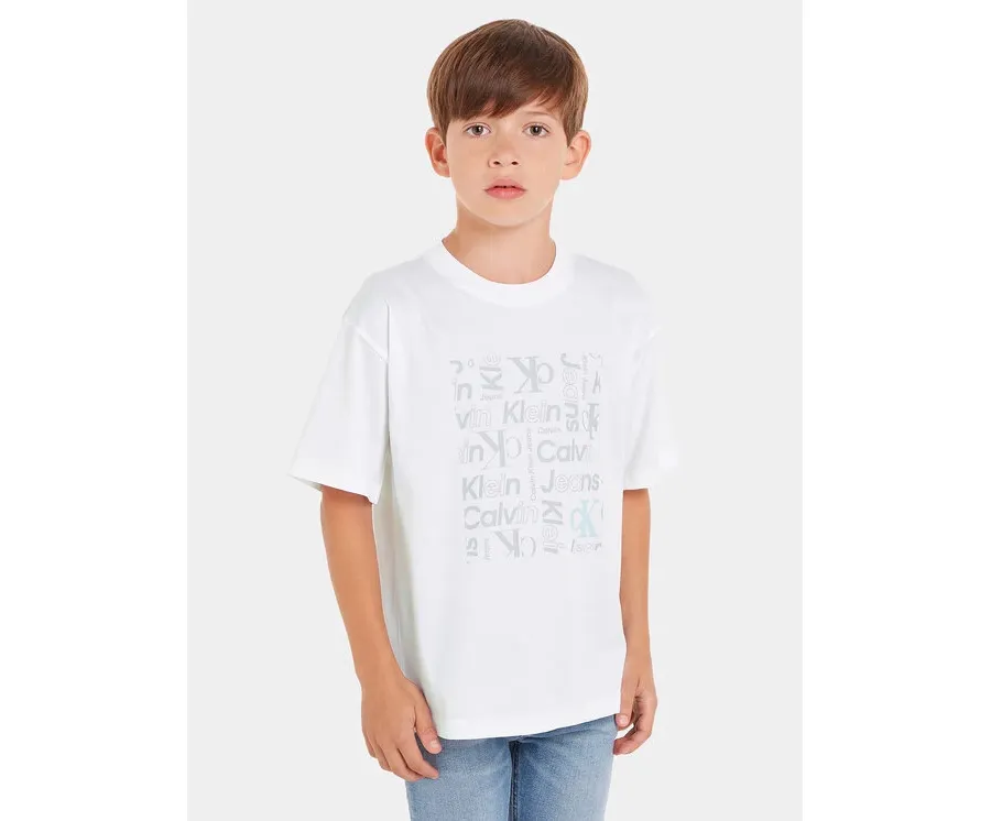 obrazek 1 Calvin Klein Jeans T-Shirt Inst Ck Aop IB0IB02106 Biały Boxy Fit