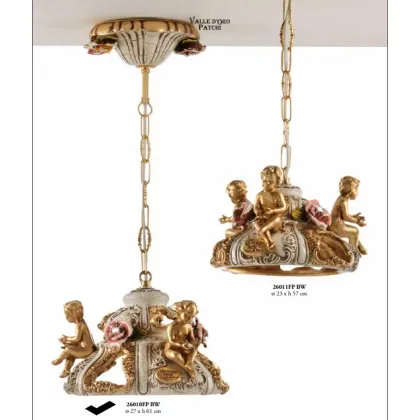 Picture Unusual chandelier with flowers and angels 61x27 - Valle d'oro Patchi