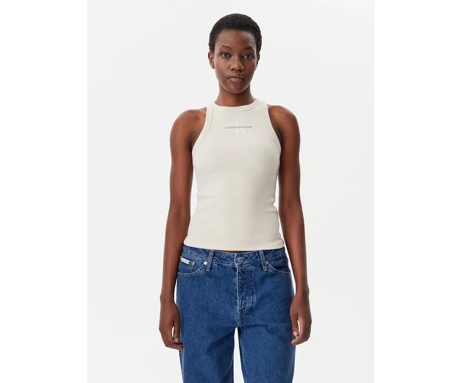 obrazek 1 Calvin Klein Jeans Top Monologo J20J225301 Beżowy Slim Fit