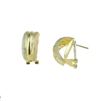 Picture Italian semicircular earrings with polished and satin clip and post