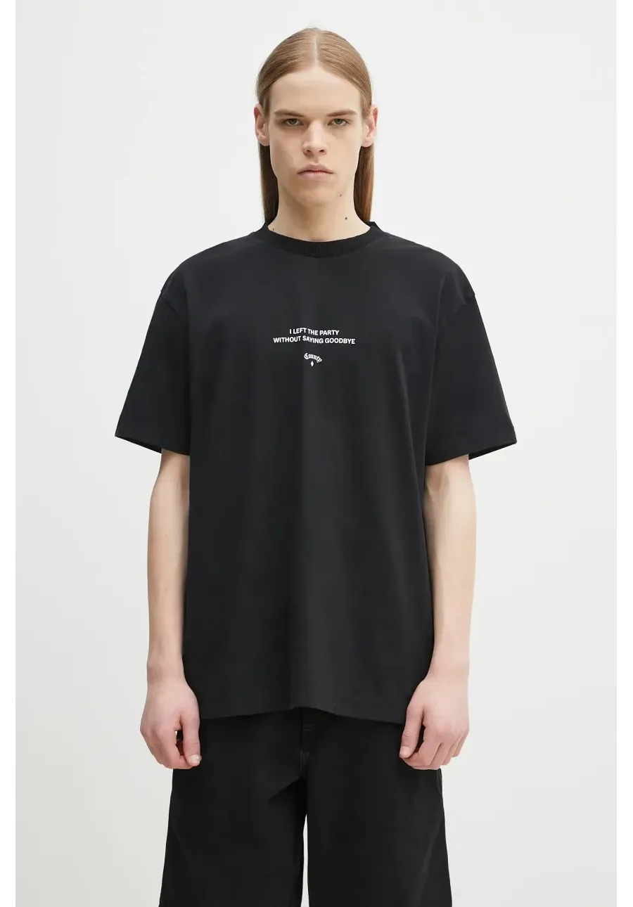 obrazek 1 Marcelo Burlon t-shirt bawełniany Goodbye Quote Basic T-Shirt Black White męski kolor czarny z nadrukiem CMAA056S25JER0071001