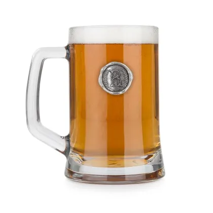 Zdjęcie Ekskluzywny prezent – kufel z cynowym monogramem z inicjałem – ozdobną literą „R”