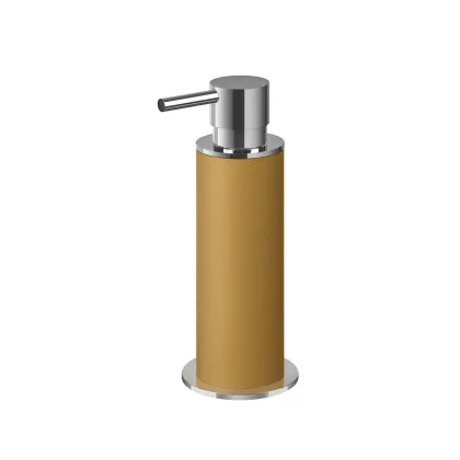 Picture Stylish chrome dispenser Ø7xH19 cm in mustard color