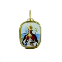 Picture Beautiful rectangular San Gennaro medal with enamel