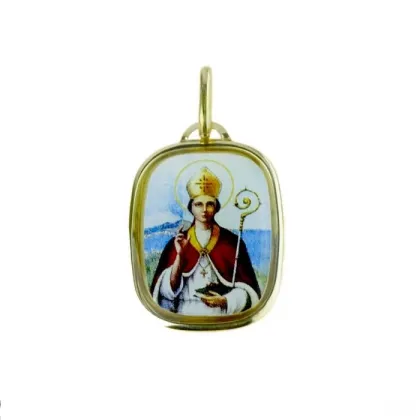 Zdjęcie Piękny prostokątny medal San Gennaro z emalią