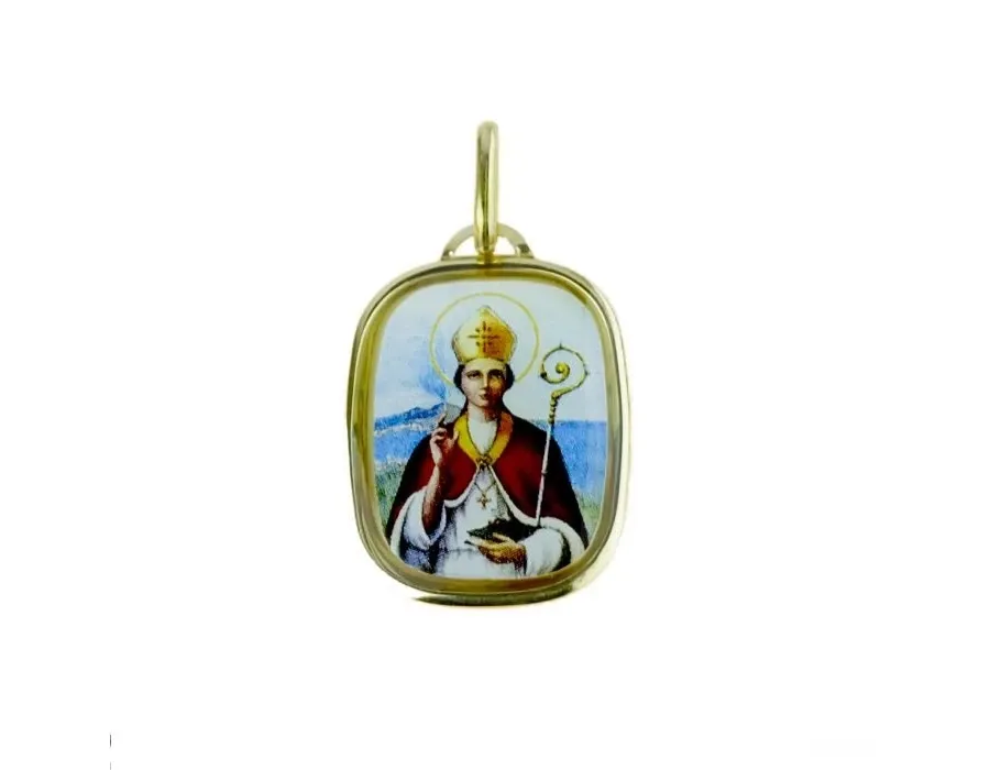 obrazek 1 Piękny prostokątny medal San Gennaro z emalią