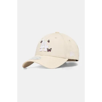 Zdjęcie New Era czapka z daszkiem bawełniana kolor beżowy z aplikacją 60595342