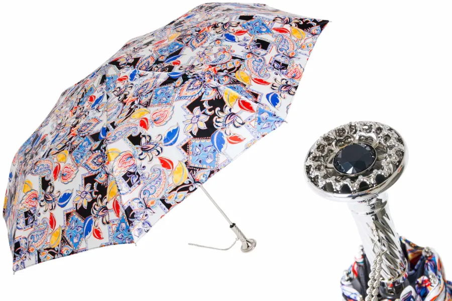 obrazek 1 Stylowy parasol damski zdobiony oryginalnym wielokolorowym kwiatowym wzorem - Pasotti