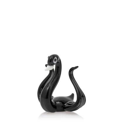 Zdjęcie Figurka czarnego łabędzia ze szkła murano