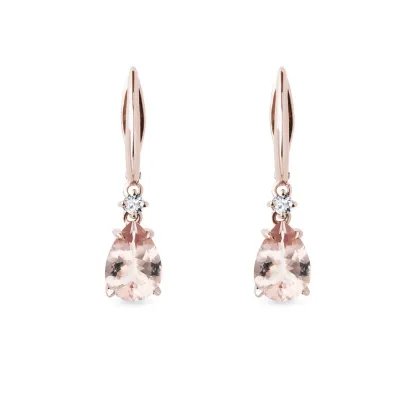 Zdjęcie Kolczyki z diamentami i morganite różowego złota KLENOTA