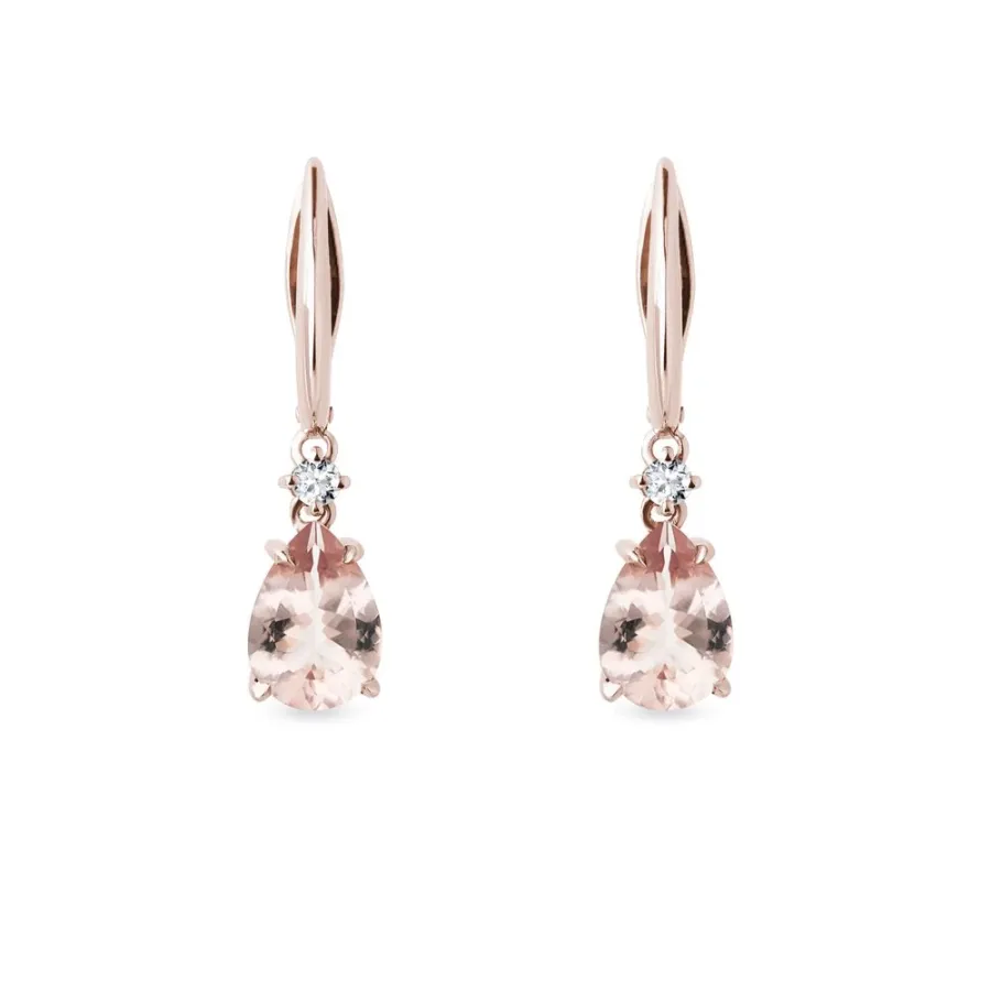 obrazek 1 Kolczyki z diamentami i morganite różowego złota KLENOTA