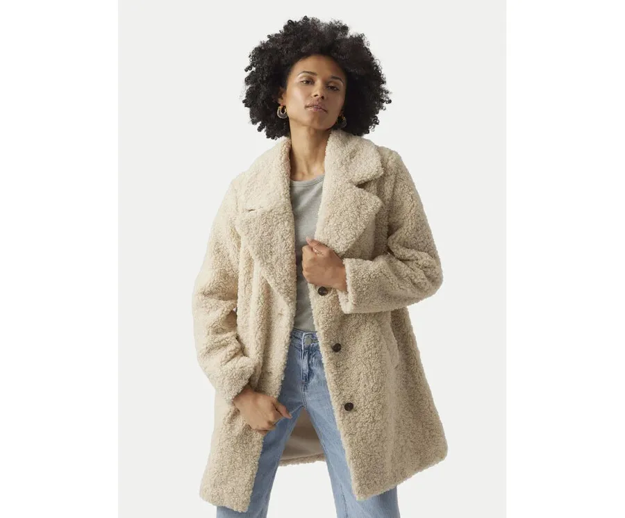 obrazek 1 Vero Moda Kożuch Kylie Teddy 10289938 Beżowy Loose Fit