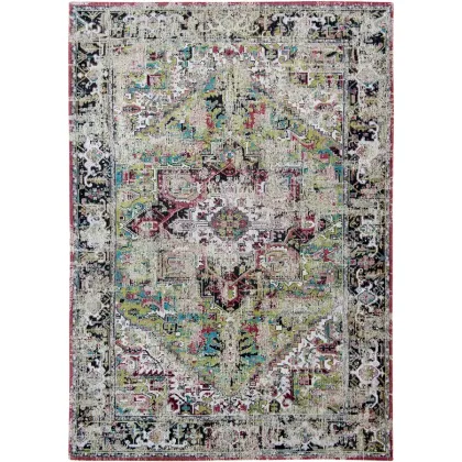 Zdjęcie Stylowy zielono czerwony dywan klasyczny - AVLU GREEN 8706