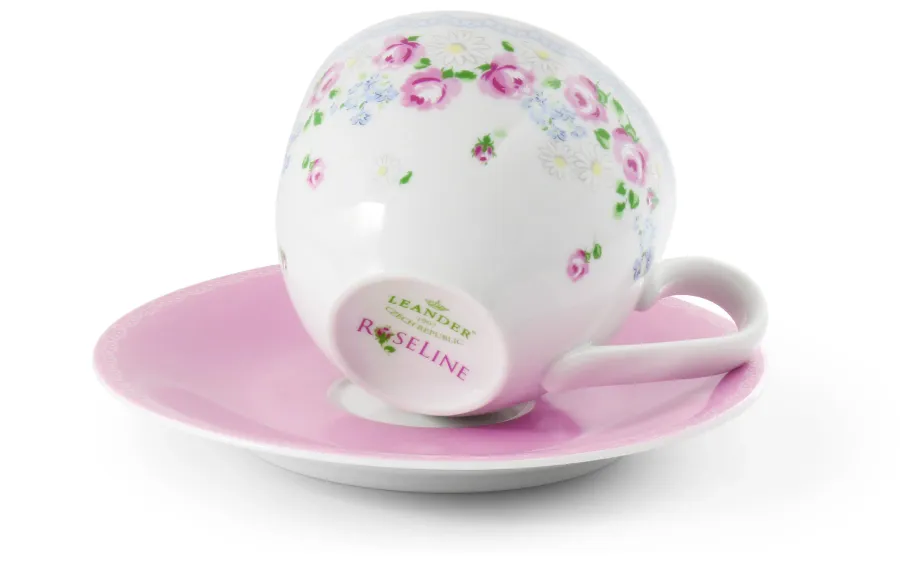 obrazek 2 Wyjątkowa filiżanka ze spodkiem z porcelany zdobiona kwiatowym motywem – Leander