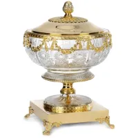 Picture Exclusive decorative plate made of crystal and gilded bronze