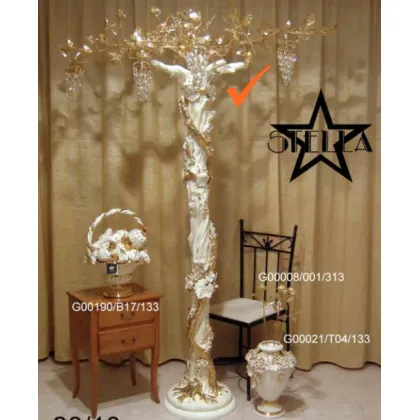 Zdjęcie Ekskluzywna ceramiczna lampa podłogowa złocony mosiądz