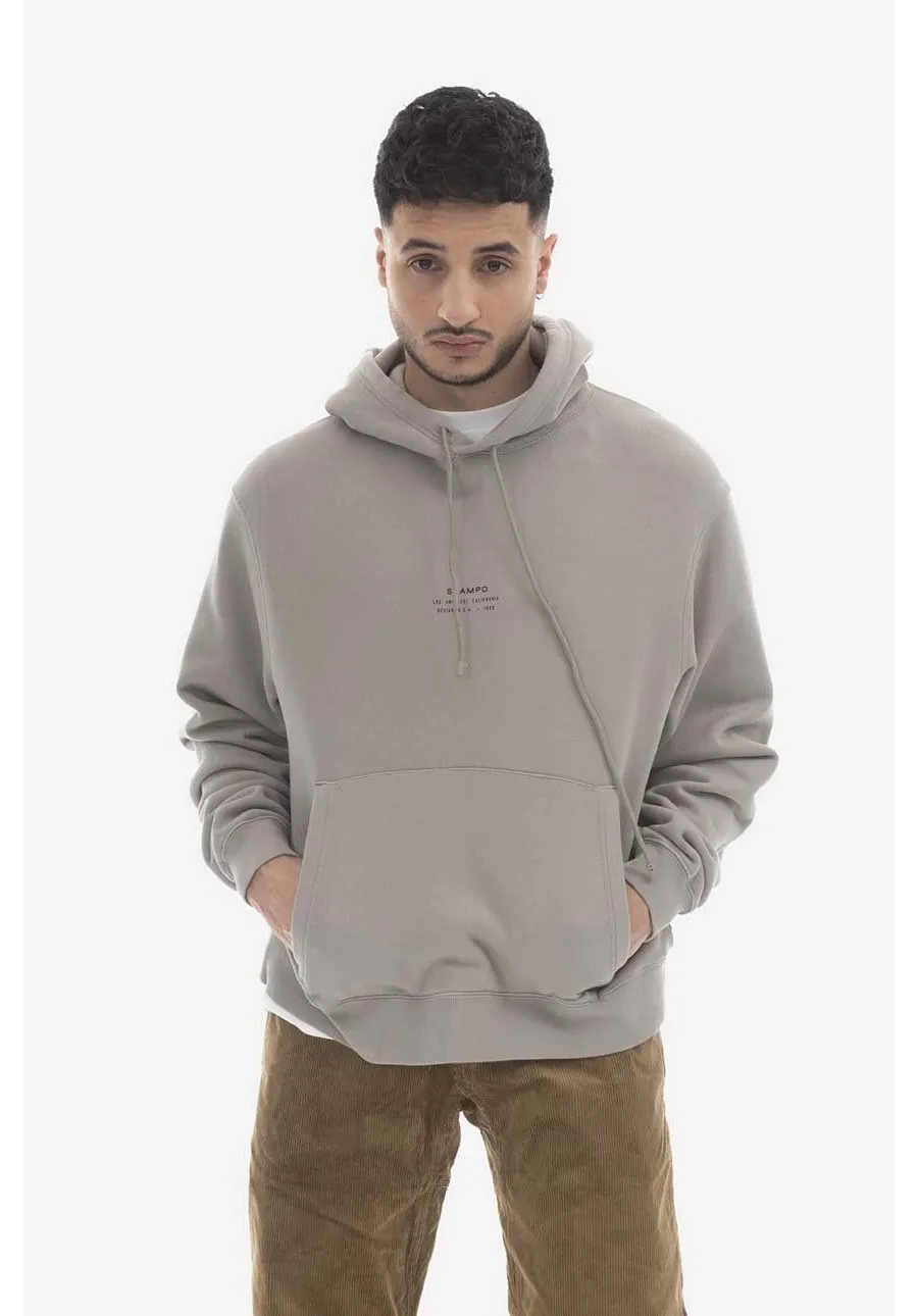 obrazek 1 STAMPD bluza bawełniana męska kolor zielony z kapturem gładka SLA.M3053HD-SMK
