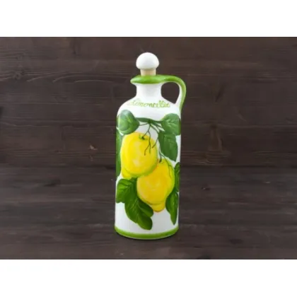 Zdjęcie Ceramiczna ręcznie malowana butelka zdobiona motywem cytryn - Le Ceramiche