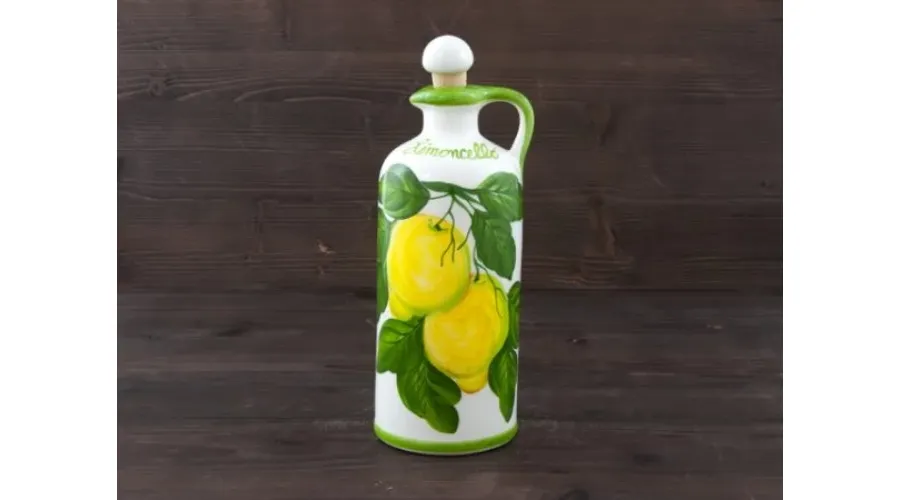 obrazek 1 Ceramiczna ręcznie malowana butelka zdobiona motywem cytryn - Le Ceramiche