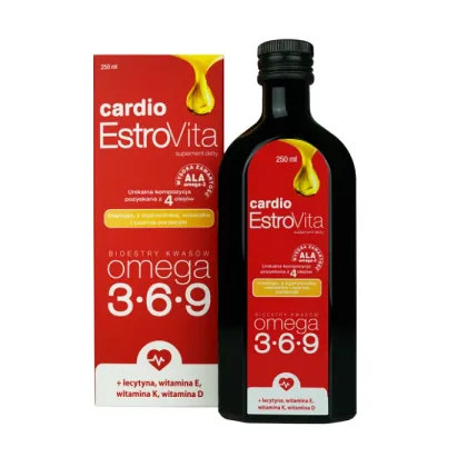 Zdjęcie Estrovita Cardio, Kwasy omega-3-6-9 z olejów roślinnych, Płyn 250 ml