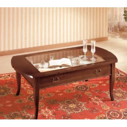 Zdjęcie Stolik kawowy z wysuwaną szufladą i szklanym blatem - Fratelli Mirandola