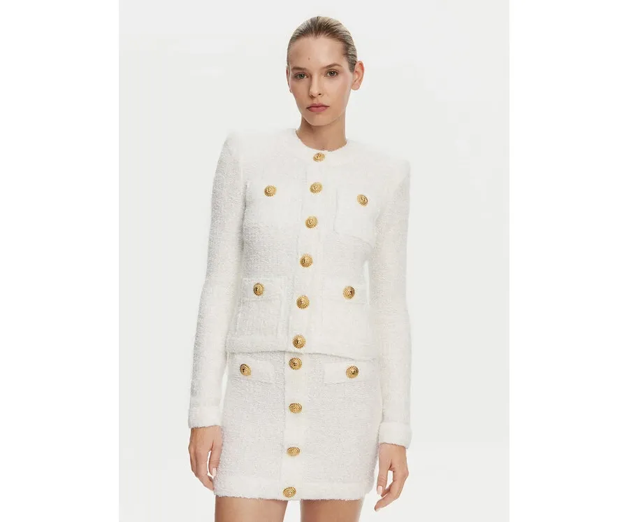 obrazek 1 Balmain Kardigan DF1SK249KH10 Biały Regular Fit