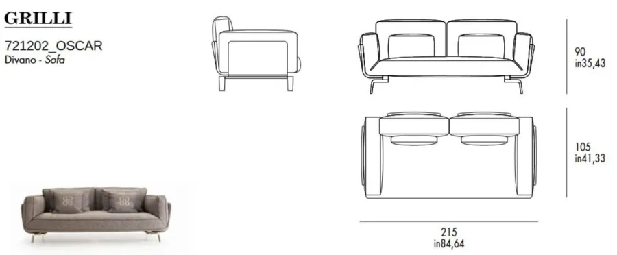 obrazek 7 Włoska oryginalna sofa Oscar dla trzech osób