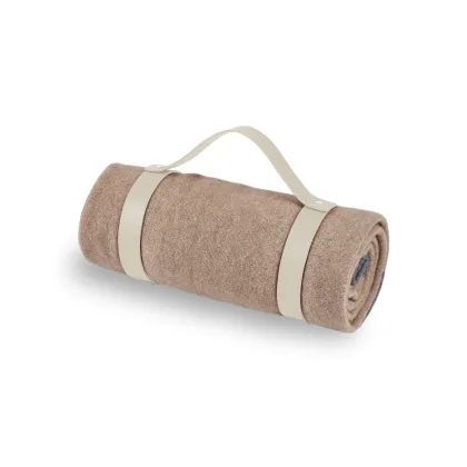 Zdjęcie Stylowy skórzany pas do koca w kolorze kremowym