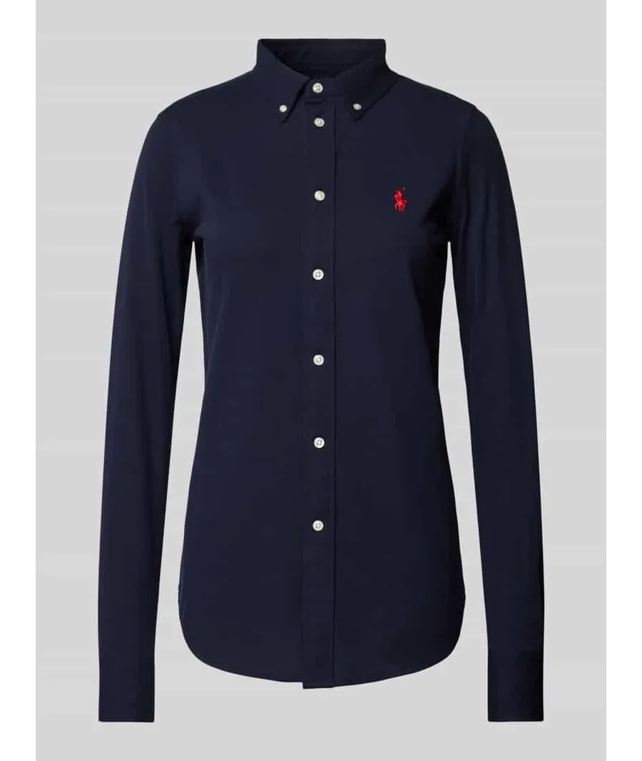 obrazek 1 Bluzka koszulowa o kroju regular fit z wyhaftowanym logo
