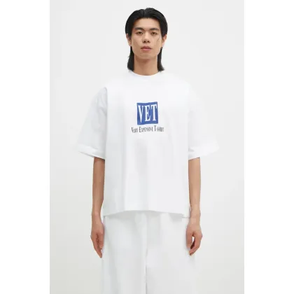 Zdjęcie VETEMENTS t-shirt bawełniany Vet Cropped Cropped Boxy męski kolor biały z nadrukiem UA66TR685W