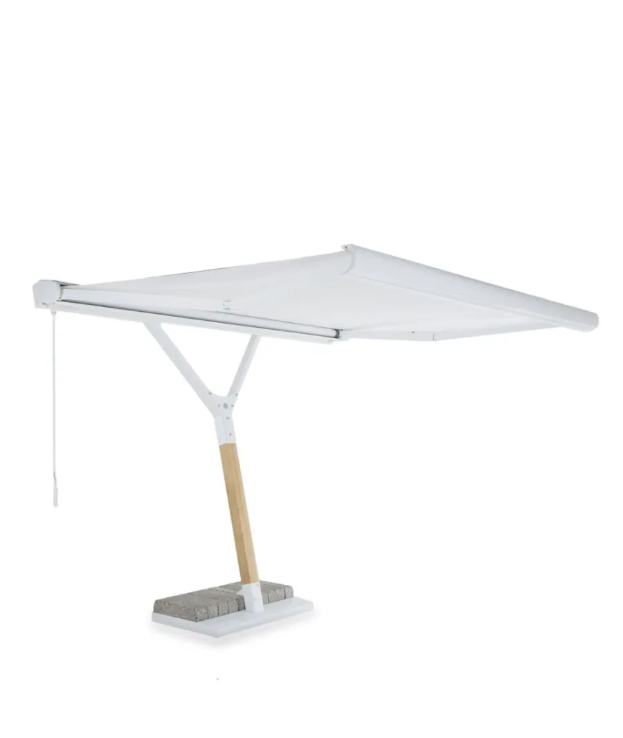 obrazek 1 Biały parasol Salento z manualnym mechanizmem rozkładania 300×250 cm do ogrodu