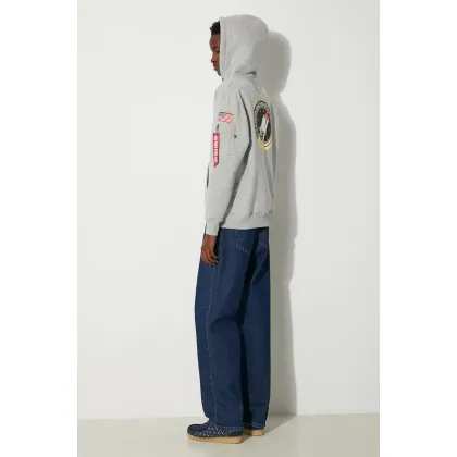 Zdjęcie Alpha Industries bluza Space Shuttle Hoody męska kolor szary z kapturem z nadrukiem 178317.17