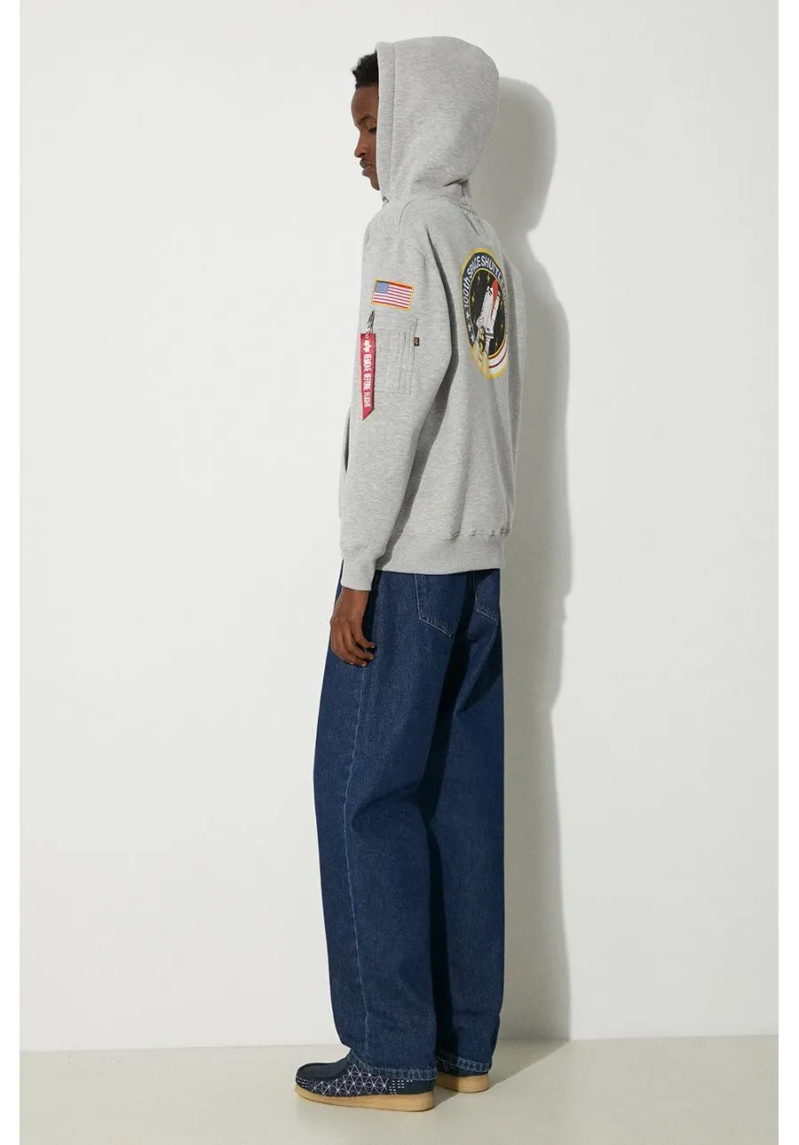 obrazek 1 Alpha Industries bluza Space Shuttle Hoody męska kolor szary z kapturem z nadrukiem 178317.17